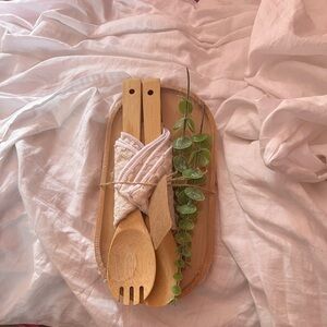 Natural Bamboo Dining Set with Greenery